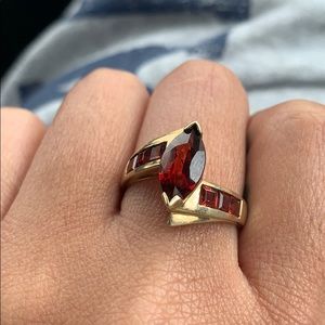 Garnet Marquise Gold Ring